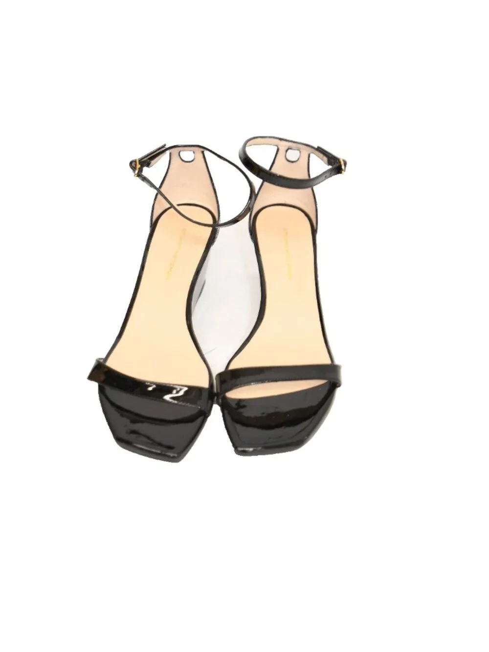$450 STUART WEITZMAN Nudistcurve Wedge Sandal PATENT LEATHER BLACK 6 (DD20)